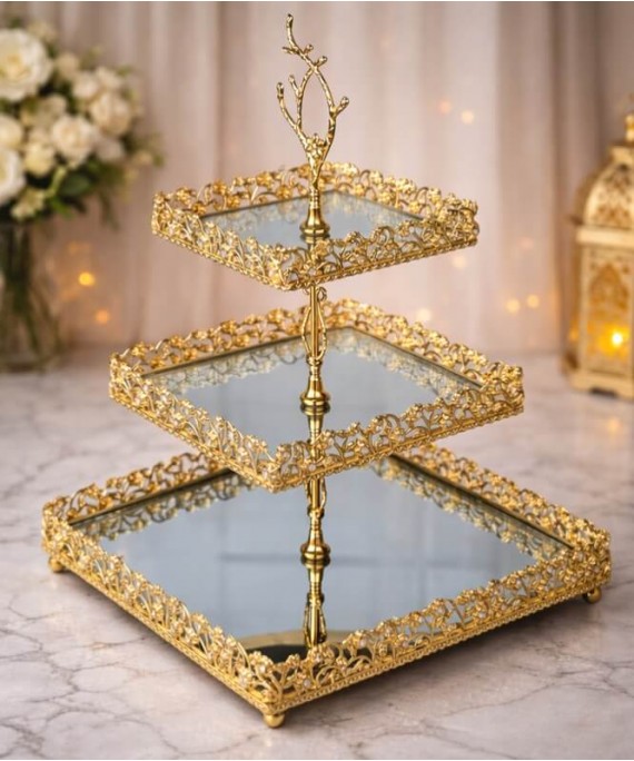 ZEYVE ELMAS 3-TIER SQUARE COOKIE STAND 41x26x26 *8